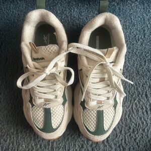 Reebok Cream Sneakers with Green Accents